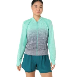 Asics Nagino Run hardloopjack dames aurora green blue expanse< Hardloopkleding