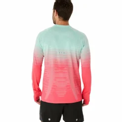 Hardloopkleding-Asics Seamless LS hardloopshirt heren coral reef oasis green