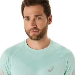 Hardloopkleding-Asics Seamless LS hardloopshirt heren coral reef oasis green