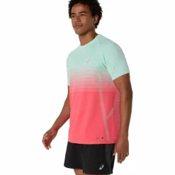 Asics Seamless SS hardloopshirt heren coral reef oasis green< Hardloopkleding