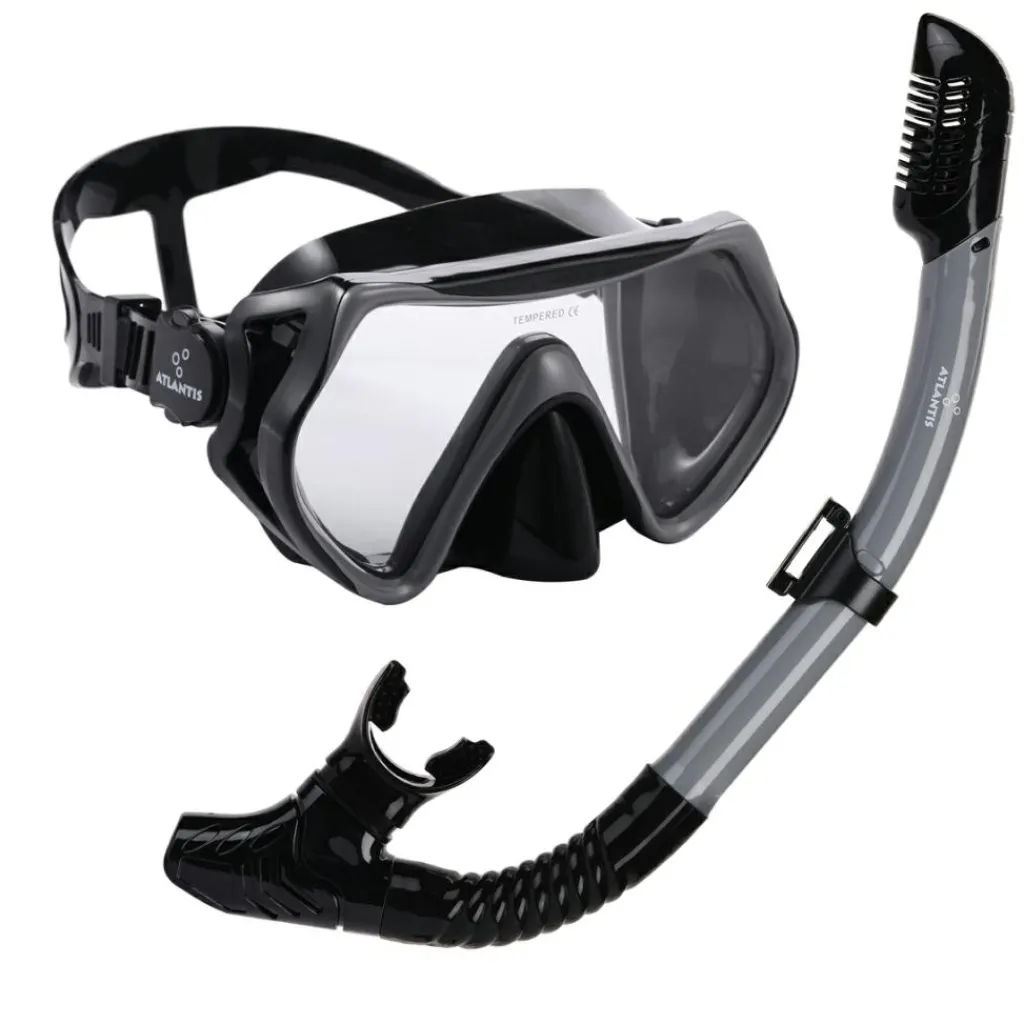 Zwemmen & Duiken-Atlantis Borneo Combo snorkelset black grey