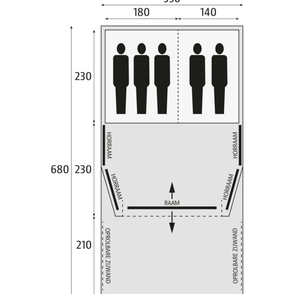 Bardani AirWave 350 Deluxe TC opblaasbare tent beige anthracite< 5-Persoons Tent|Tunneltenten