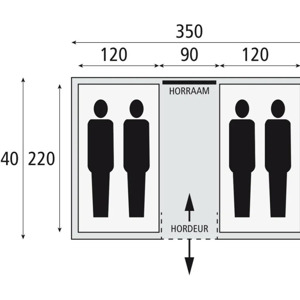 4-Persoons Tent|Tunneltenten-Bardani Amigo 350 vis-à-vis tent grey