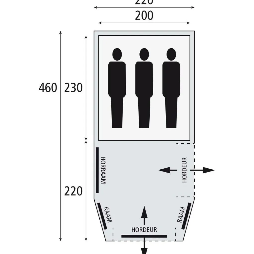 Bardani Mustang 220 RSTC tunneltent beige< 3-Persoons Tent|Tunneltenten