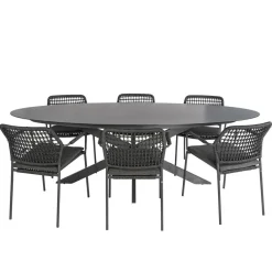 Tuinsets-Bardani Varesse 240 x 108 cm Barista 6 tuinset antraciet