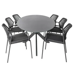 Tuinsets-Bardani Varesse 240 x 108 cm Barista 6 tuinset antraciet