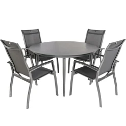 Bardani Verdi Legato ø 130 cm tuinset 5-delig antraciet< Tuinsets