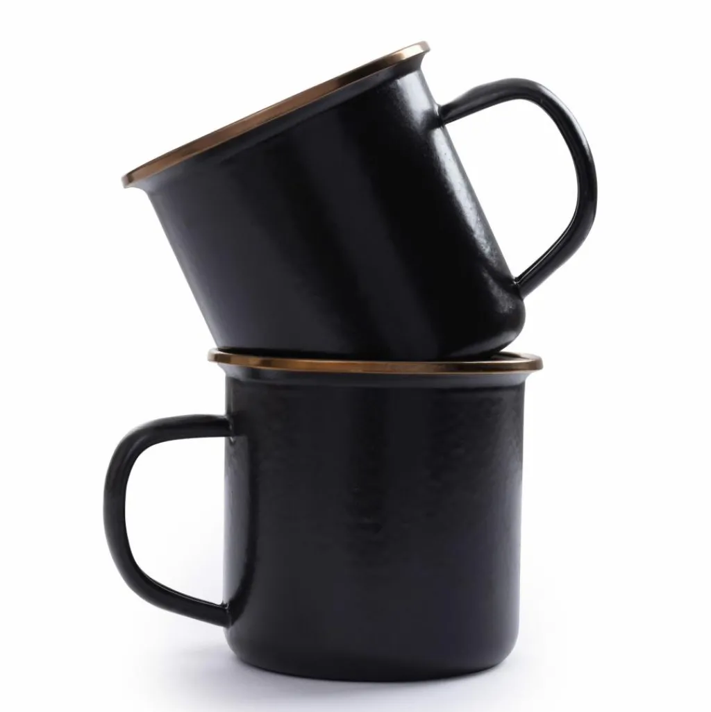 Glazen & Bekers-Barebones Emaille mok 473 ml charcoal 2-pack