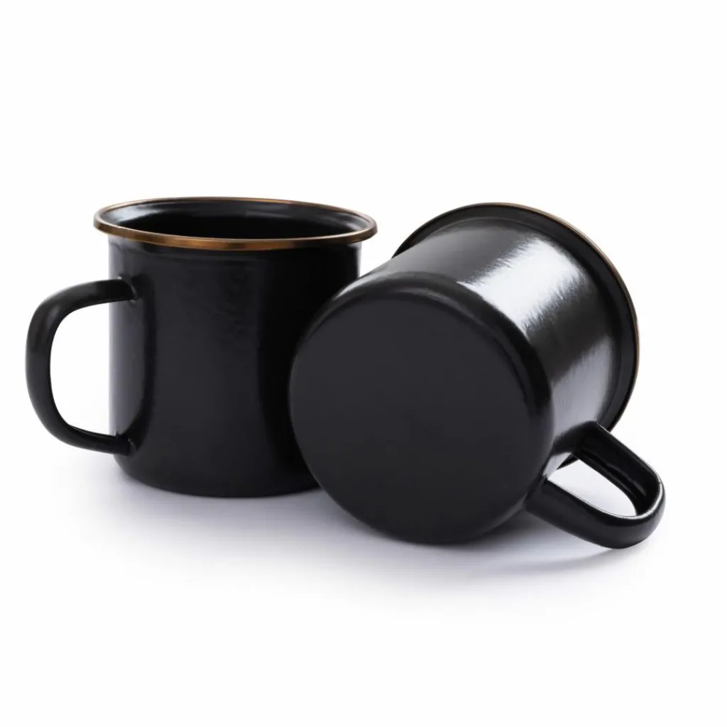 Glazen & Bekers-Barebones Emaille mok 473 ml charcoal 2-pack