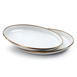 Servies-Barebones Emaille plat bord  ø 210 mm egg shell 2-pack