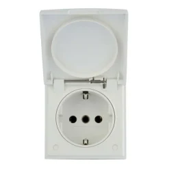 Berker wandcontactdoos met deksel wit< Camping Elektra