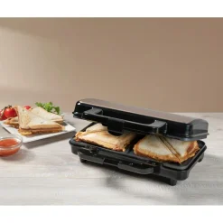 Keukenapparaten-Bestron ASM90XLSAT Sandwichmaker XL tosti ijzer satin