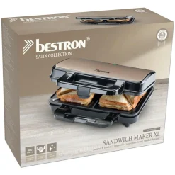 Keukenapparaten-Bestron ASM90XLSAT Sandwichmaker XL tosti ijzer satin