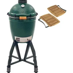 Big Green Egg  Medium houtskoolbarbecue met onderstel  en zijtafels< Kamado