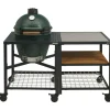 Kamado-Big Green Egg  Medium houtskoolbarbecue met frame en uitbreidingsframe SS wood grid