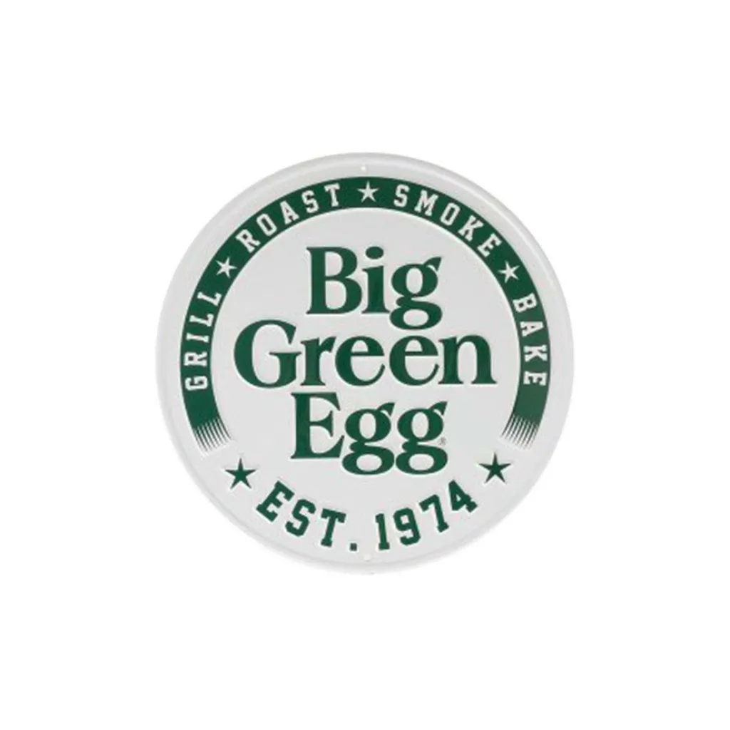 Merchandise-Big Green Egg Round White Sign Est 1974 decoratie