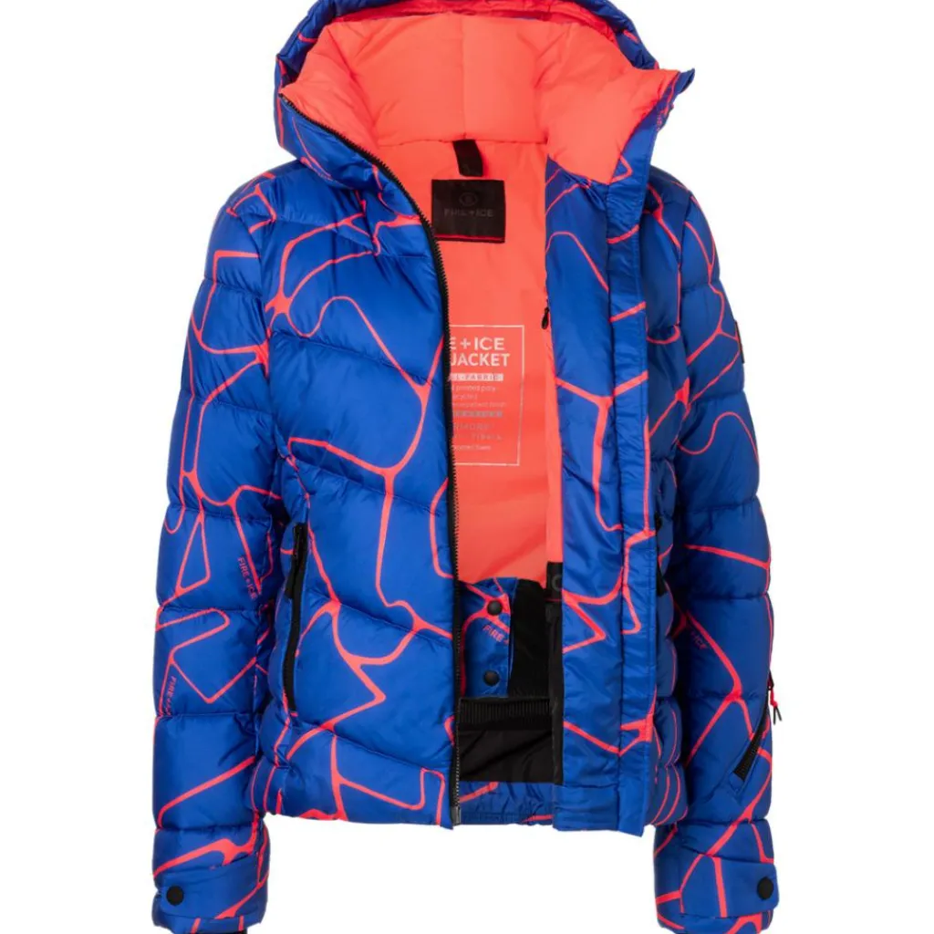 Bogner Saelly winterjas dames amparo blue orange< Ski Jassen|Wintersport