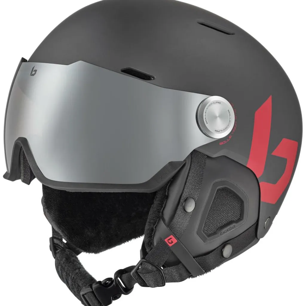 Bollé MIGHT VISOR skihelm titanium red matte - 52 - 55 cm< Skihelmen|Wintersport
