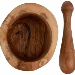 Bowls and Dishes  Olijfhouten vijzel B-keuze 14 centimeter< Accessoires