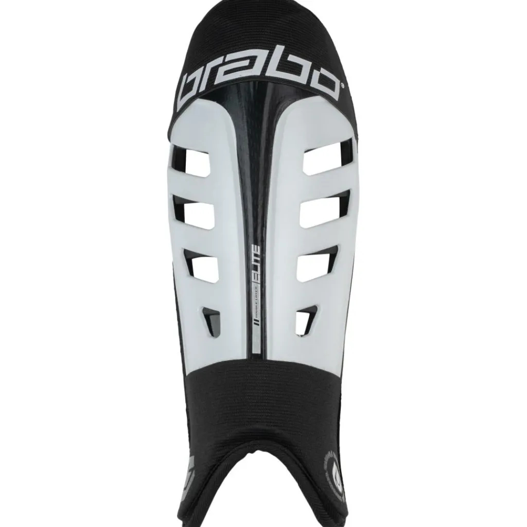 Brabo Elite scheenbeschermers white black< Hockey Bescherming