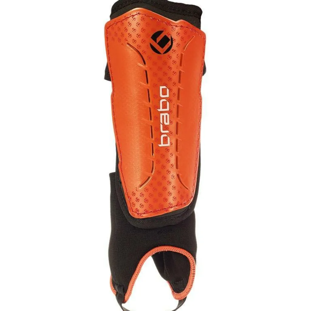 Brabo F4 Metallic scheenbeschermers met verwijderbare enkelsok junior oranje< Hockey Bescherming