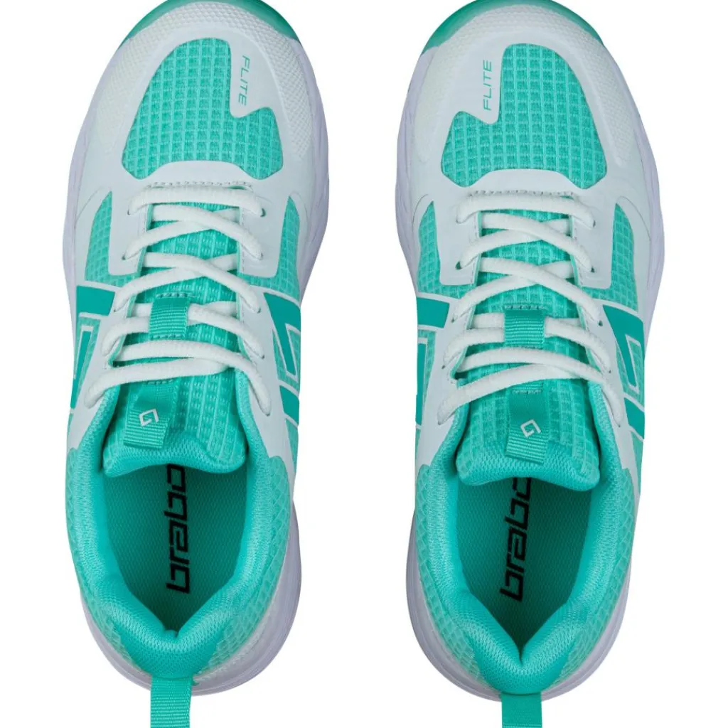 Brabo Tribute hockeyschoenen junior aqua white inclusief slippers< Hockeyschoenen