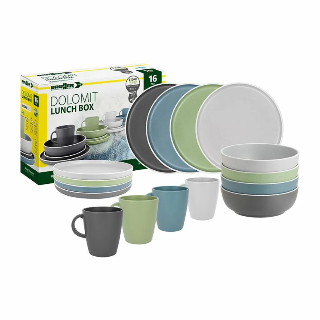Servies-Brunner Lunch Box Dolomit campingservies color mix 16-delig