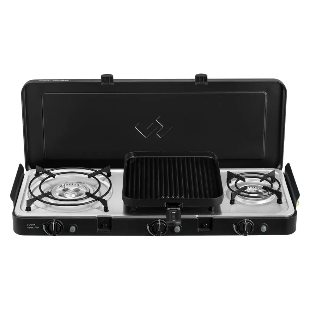 Cadac 3 Cook Turbo FFD Deluxe 3-pits kooktoestel< Gaskooktoestellen