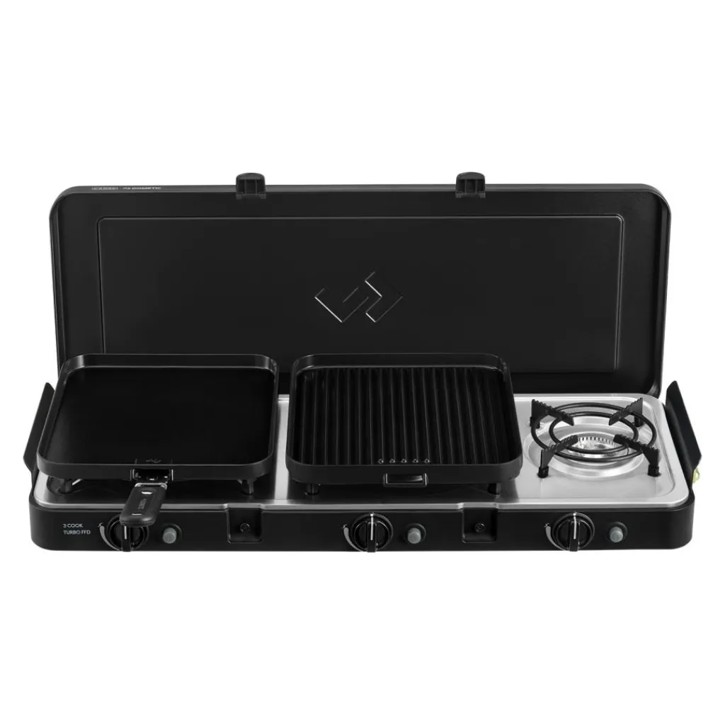 Cadac 3 Cook Turbo FFD Deluxe 3-pits kooktoestel< Gaskooktoestellen