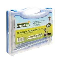 Campking Permafrost schroefharing kofferset 23 cm 18 stuks< Tent Haringen