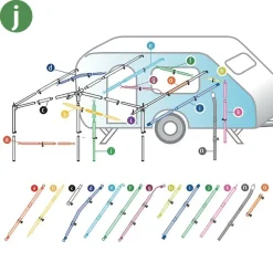 Tentstokken|Tentstokken-Campking Stormstok met voet aluminium 25 / 22 mm 180 - 260 cm QG