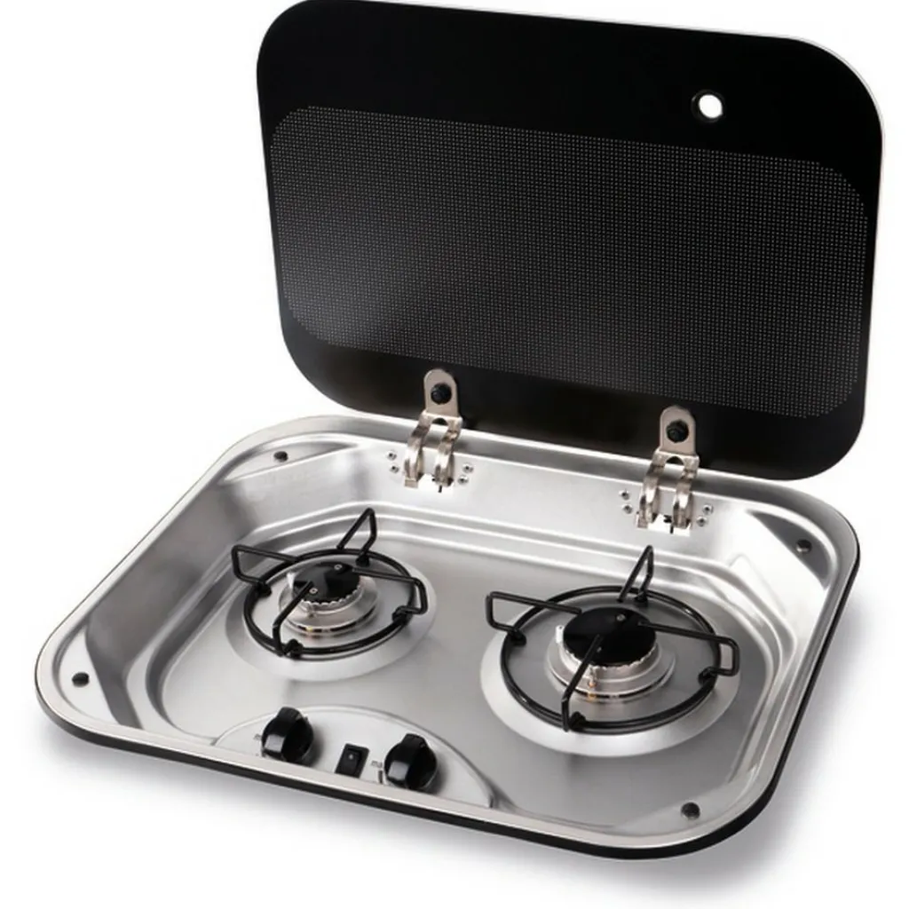 Kooktoestellen Inbouw-Carbest 2-pits kookplaat met glazen deksel