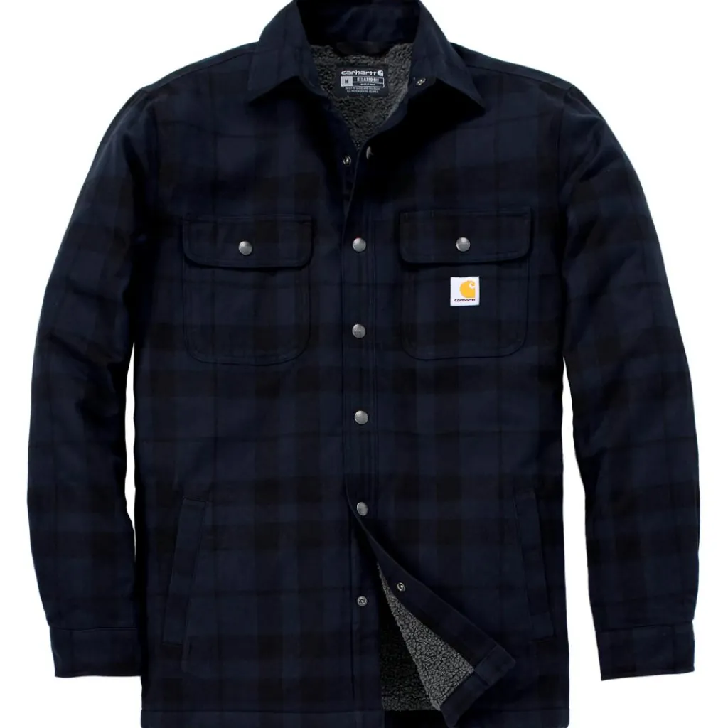 Shirts, Polo's & Blouses-Carhartt Flannel Sherpa Lined overhemd heren navy