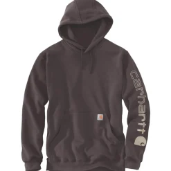 Carhartt Logo Sleeve Graphic hoodie heren dark sepia< Truien & Vesten