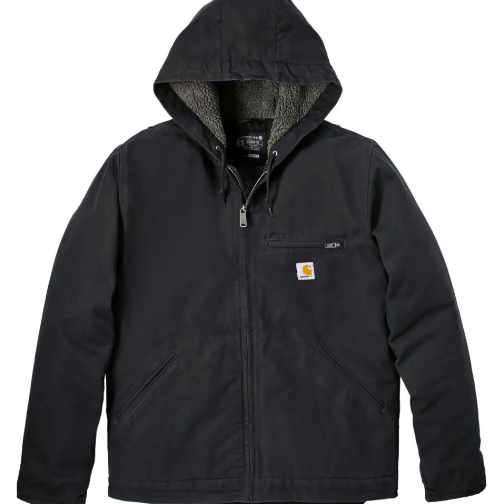 Jassen-Carhartt Relaxed Fit Washed Duck Shepa Lined winterjas heren black