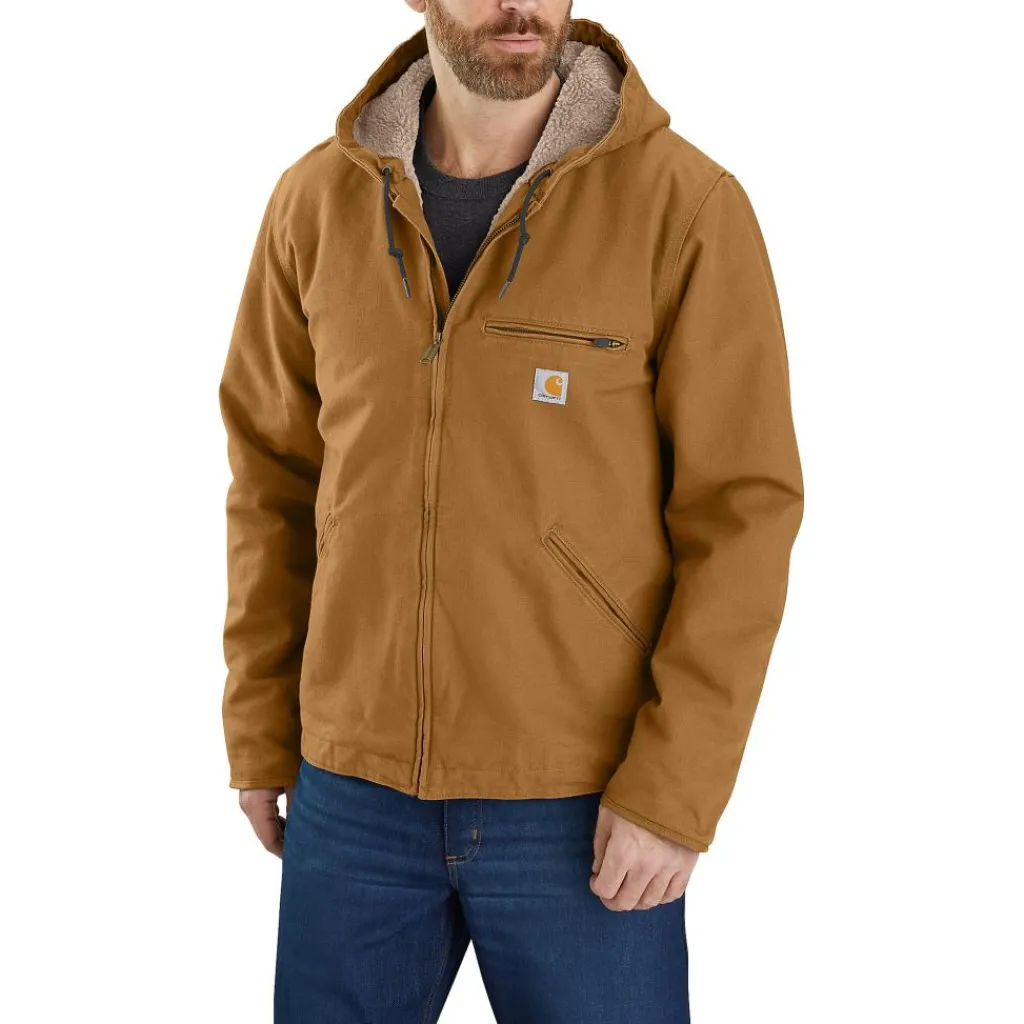 Carhartt Relaxed Fit Washed Duck Sherpa Lined winterjas heren brown< Jassen