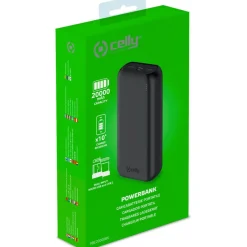 Celly 20.000 Mah powerbank zwart< Accu's & Batterijen