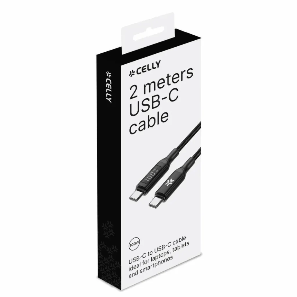 Accu's & Batterijen-Celly USB-C oplaadkabel zwart 2 meter