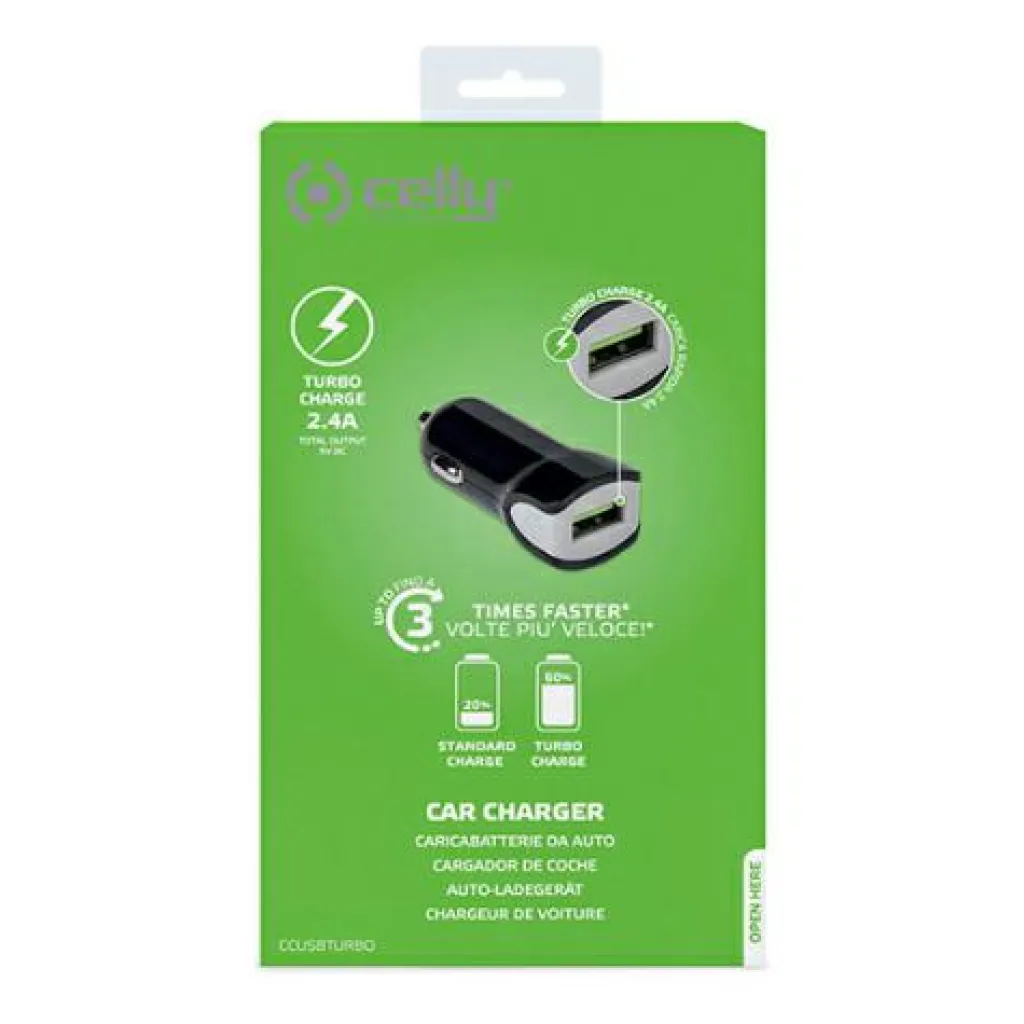 Accu's & Batterijen-Celly USB-C Turbo autolader black