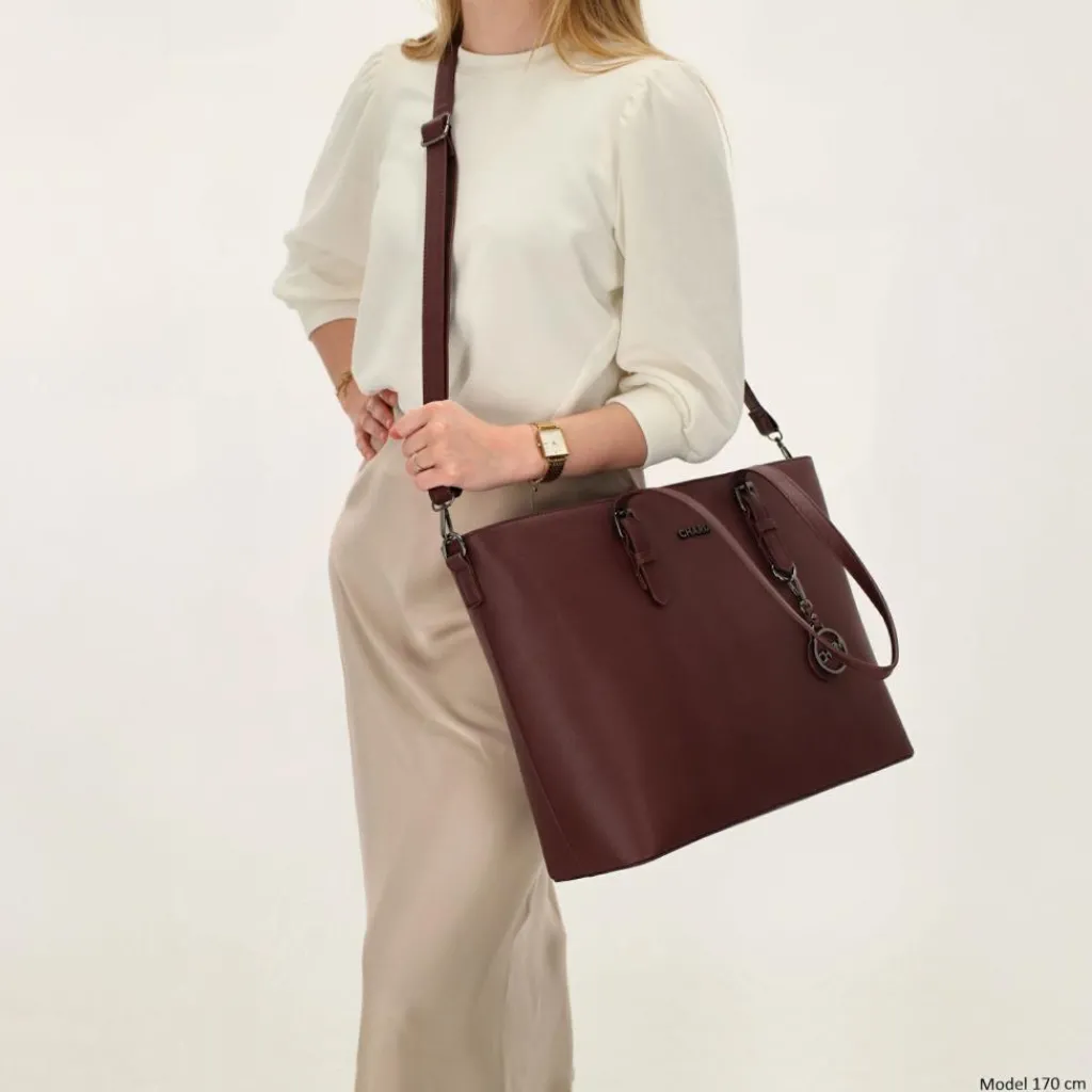 Charm London Birmingham 15,6 inch laptop schoudertas bordeaux< Schoudertassen