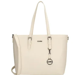 Charm London Birmingham 15,6 inch laptop schoudertas crème< Schoudertassen