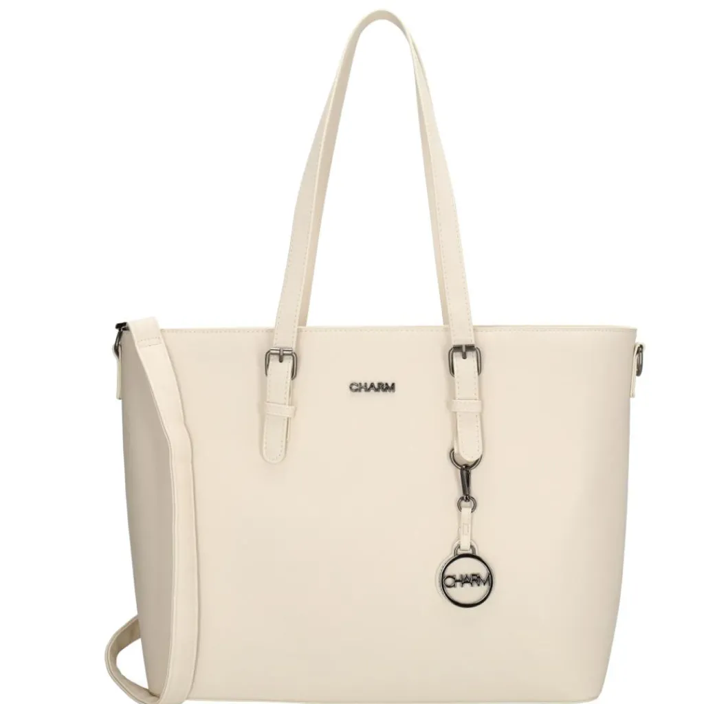Charm London Birmingham 15,6 inch laptop schoudertas crème< Schoudertassen