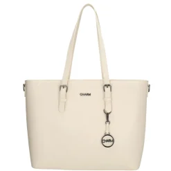 Charm London  Birmingham 15,6 inch laptop schoudertas crème< Schoudertassen