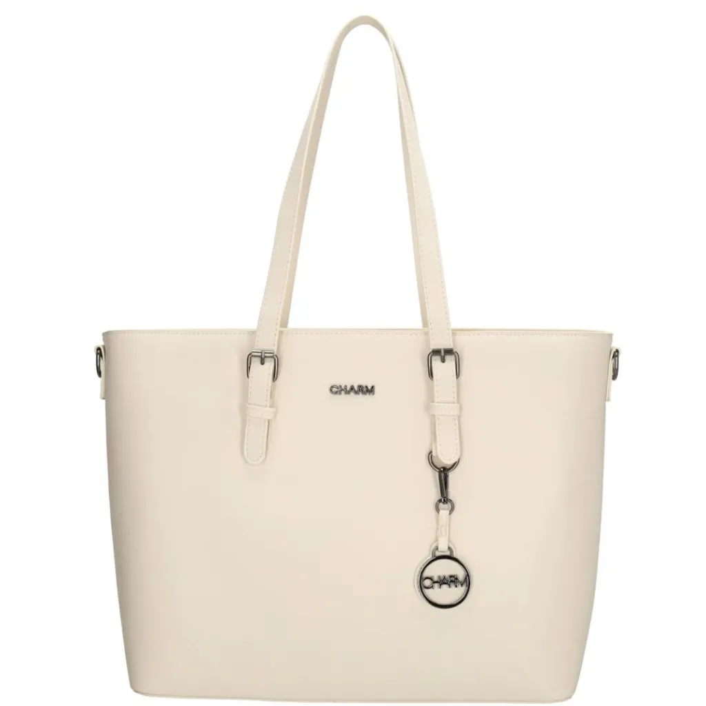 Charm London Birmingham 15,6 inch laptop schoudertas crème< Schoudertassen