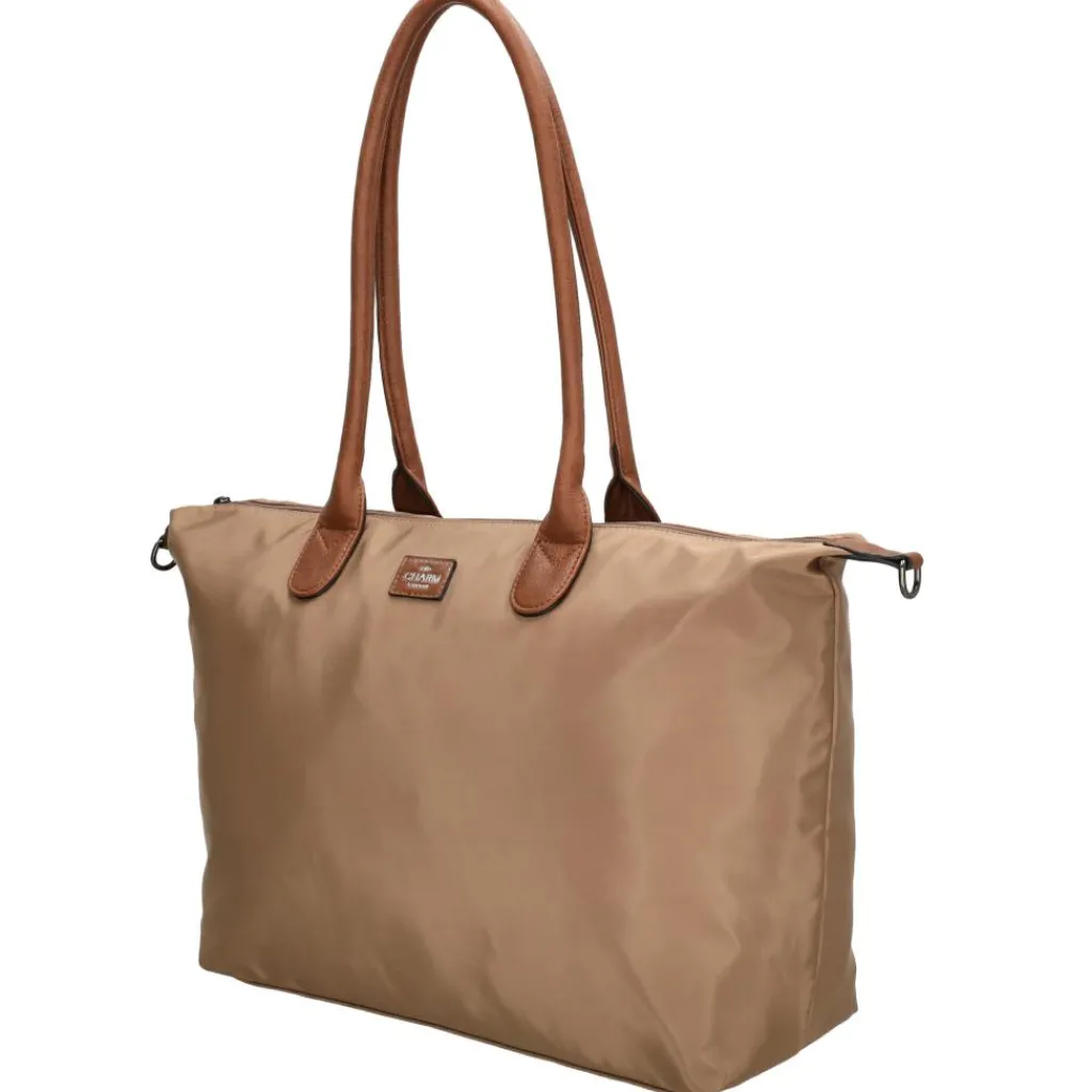Charm London Buckingham 15,6 inch laptop schoudertas taupe< Schoudertassen
