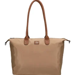 Charm London Buckingham 15,6 inch laptop schoudertas taupe< Schoudertassen