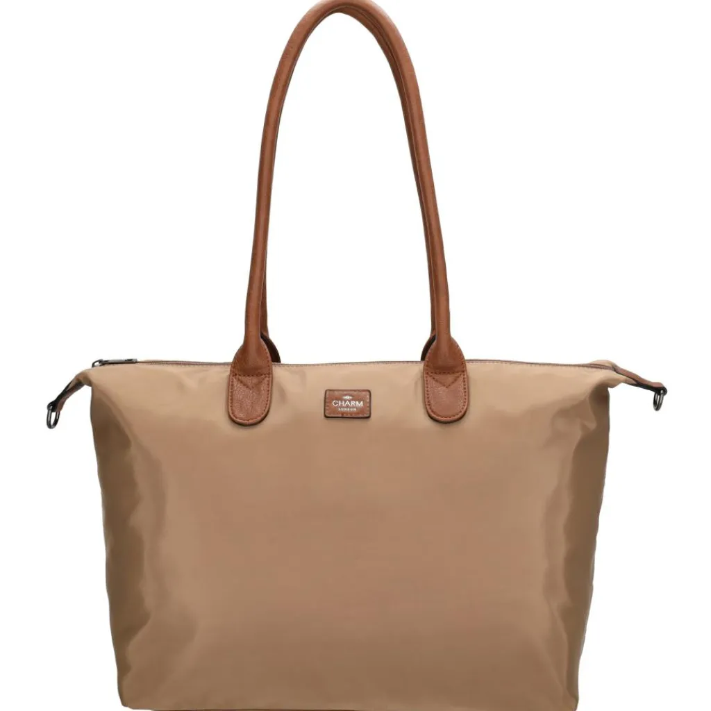 Charm London Buckingham 15,6 inch laptop schoudertas taupe< Schoudertassen
