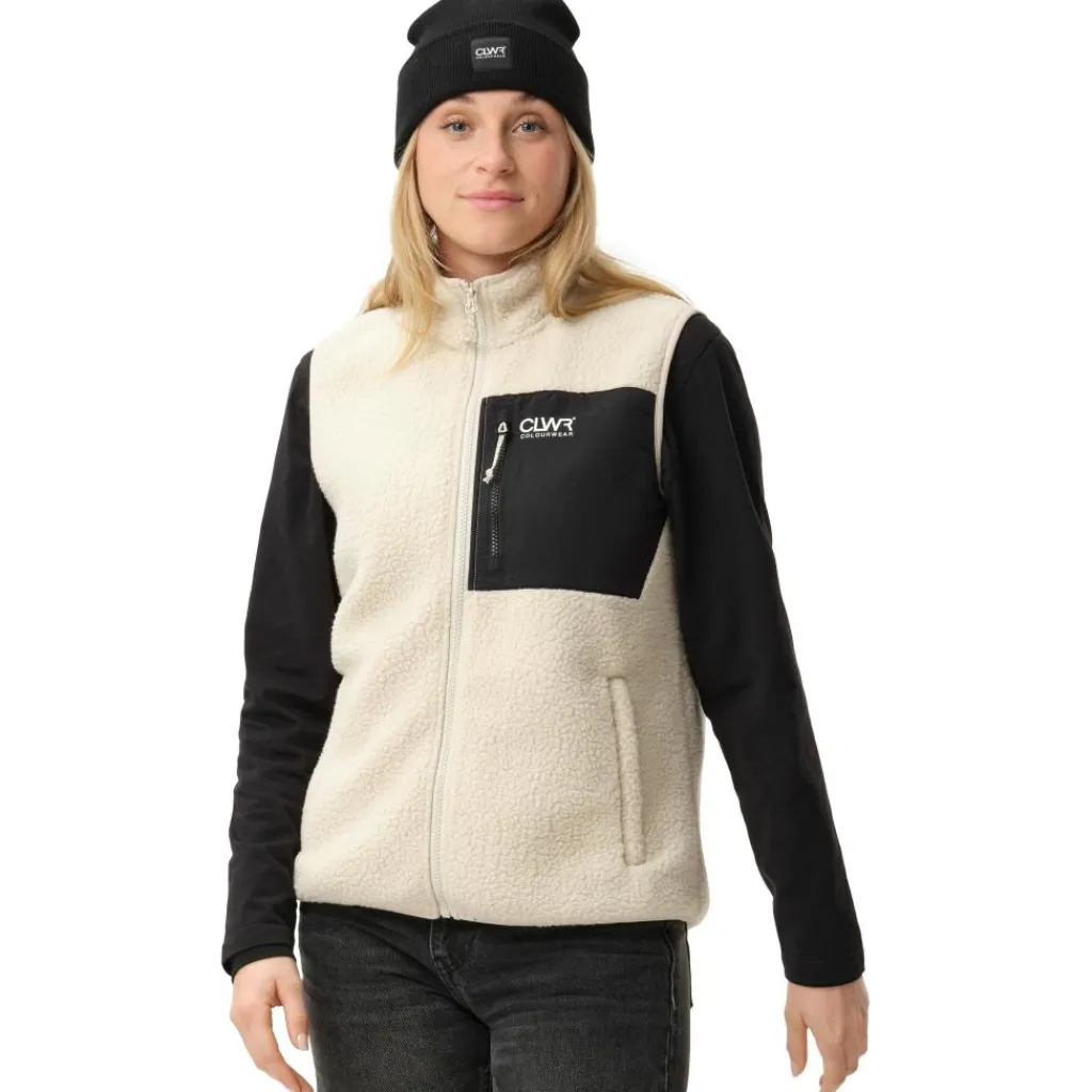 Ski Jassen|Wintersport-ColourWear Pile bodywarmer dames off white