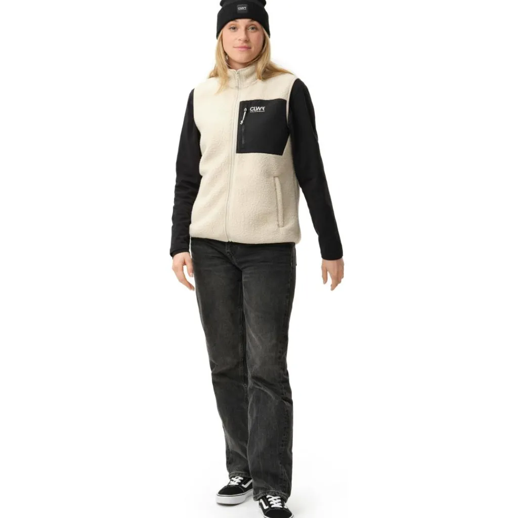 Ski Jassen|Wintersport-ColourWear Pile bodywarmer dames off white