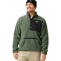 Ski Truien|Wintersport-ColourWear Snap Pile sweater heren dark sage